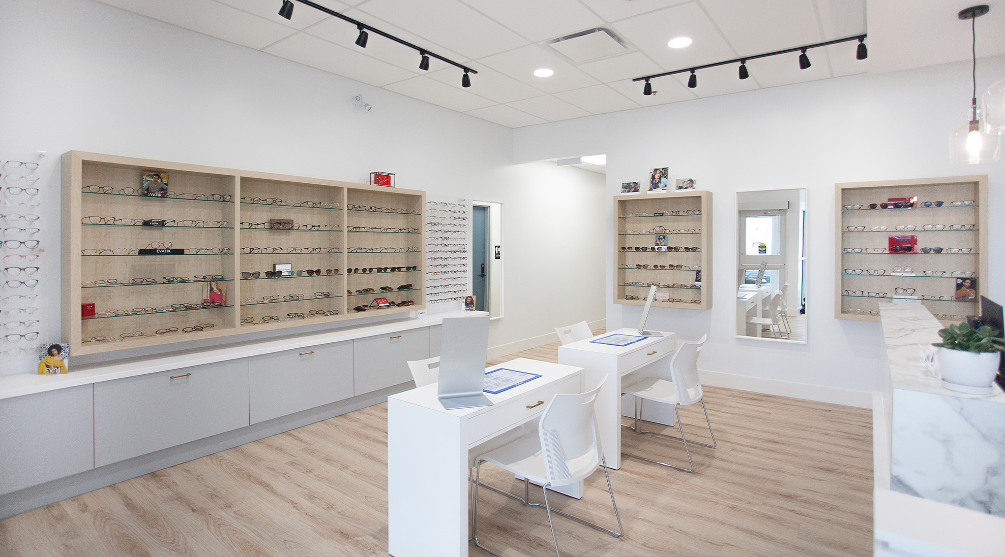 Eye exam equipment close up in black and white